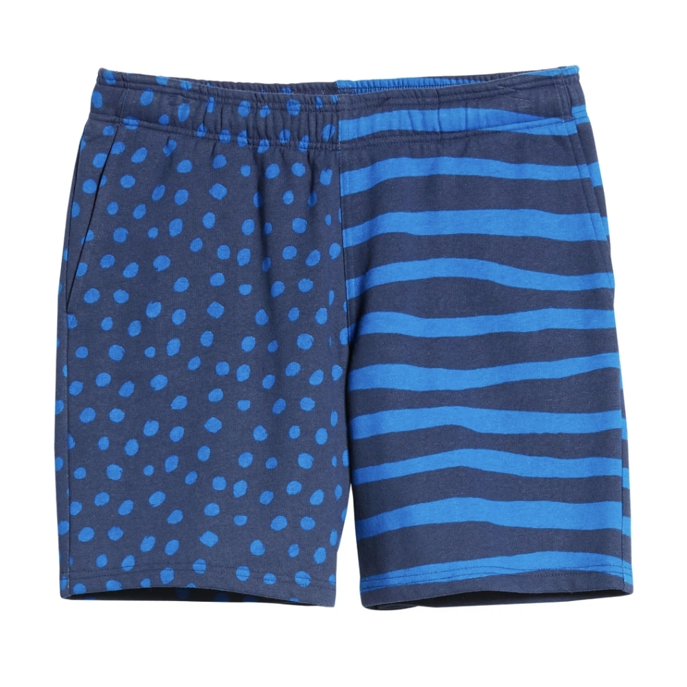 Blue Fleece Shorts Navy Dot Paint Stripe Men's Large Nordstrom Brand NWOT